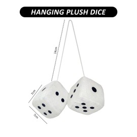 1 Pair 2 Plush Dice Hanging Car Car Trailer Square Car Interior Decoration Retro Style Car Pendant for Car Truck (White)