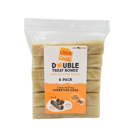 Ultra Chewy Chicken Double Treat Bones: Long-Lasting Chews Made in USA, Highly Digestible, for Aggressive Chewers (Chicken, 6 Count)