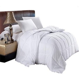 Soft, Light, Warm DOWN COMFORTER, 650 Fill Power, 100% Cotton Cover/Shell, 300 Threadcount, Solid White, King