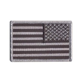 Rothco Iron On/Sew On Embroidered US Flag Patch (Black/Silver Reverse)