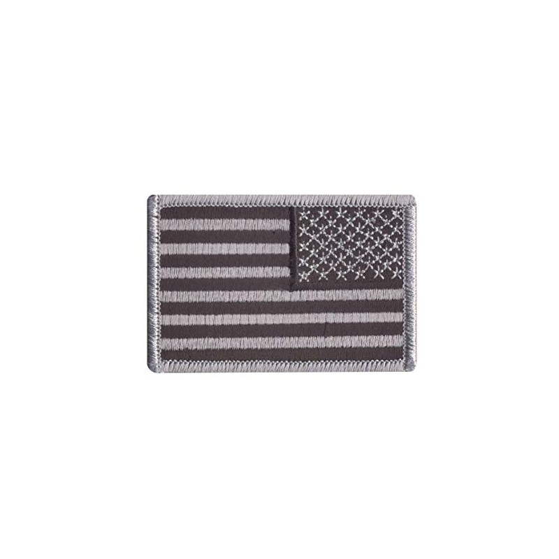 Rothco Iron On/Sew On Embroidered US Flag Patch (Black/Silver Reverse)