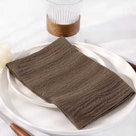DeZerlor Brown Cloth Napkins Set of 12 Spring Easter Napkins Cloth Washable Decorative Cotton Napkins 16.5X 16.5 Inches for Wedding Baby Shower Bridal Shower Dinner Tea Party Decorations
