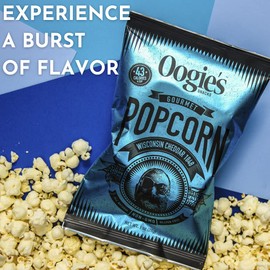 Oogie's Gourmet Popcorn | 4 Pack | Wisconsin Cheddar 1848 Flavor | Gluten Free Popcorn Snacks | 4.25 Ounce Big Bag