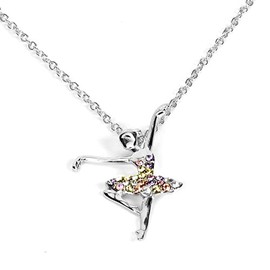 Rainbow Ballerina Necklace Dance Recital Gifts for Girls Ballet Dance Necklace Gifts for Dancers, Dancing Necklace Ballerina Gifts for Women