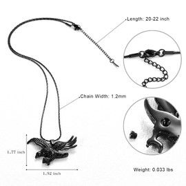 constantlife Cremation Jewelry for Ashes Stainless Steel Eagle Memorial Urn Necklace Keepsake Pendant for Human Pets (Black)