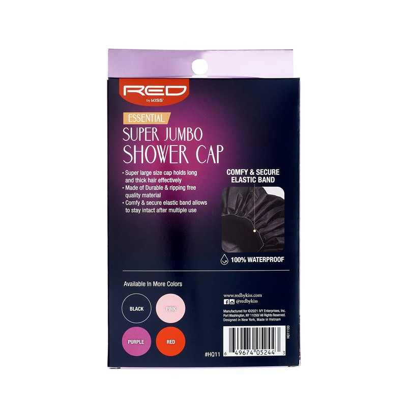 Red by Kiss Essential Super Large Waterproof Shower Cap, Reusable