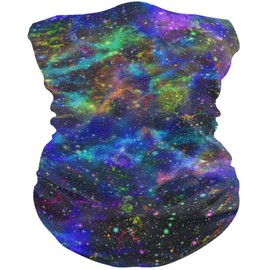 Protective Veil Scarves Abstract Bright Colorful Universe Nebula Night Starry Sky Multicolor Shiny Outer Space Glittering Print Women Men Scarf Sunscreen Dust Wind UV Sun Hair Wrapping Wristband He