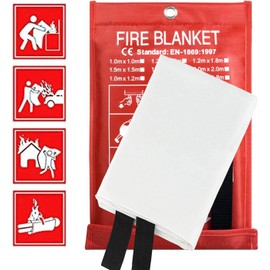 ougist Fire Blanket Large-Fiberglass Reusable Fire Blankets Suppression for Home and Kitchen, Bedroom, People- Energency Safety (40"x40") (White (1Pack))