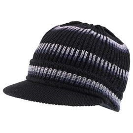 Armycrew Rasta Cotton Rib Knitted Beanie Visor - Black Grey