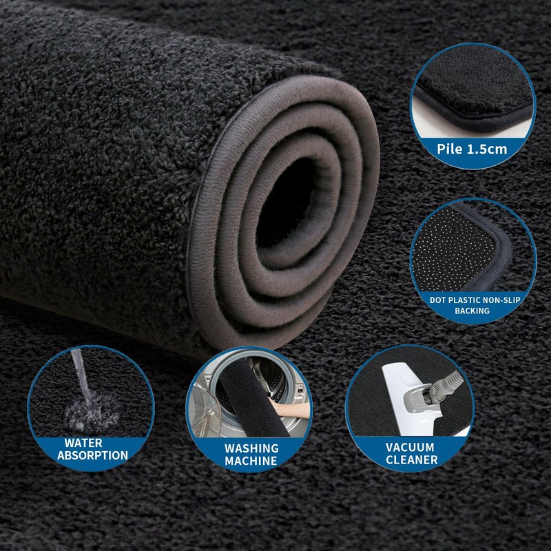 RTBQJ-AT Dark Grey Bath Mat Non Slip Extra Large Bath