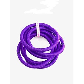 6 Hair Elastics Thick Endless No Metal Bobbles Snag Free School Bands Ponytail (Purple)
