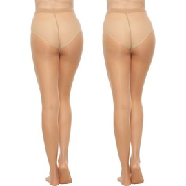MANZI 6 Pairs 20D Women's Sheer Tights Ultra Thin High Waist Pantyhose Thigh Stockings, Natural XL