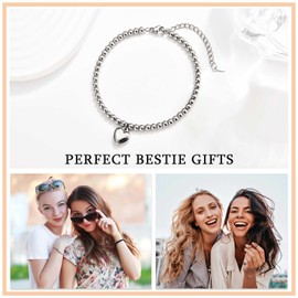 KORAS Friendship Bracelet Gifts for Women, Bestie Bracelet Heart Charm Bracelet Gifts for Girls, Jewellery Presents for Besties Friends on Birthday Christmas Graduation
