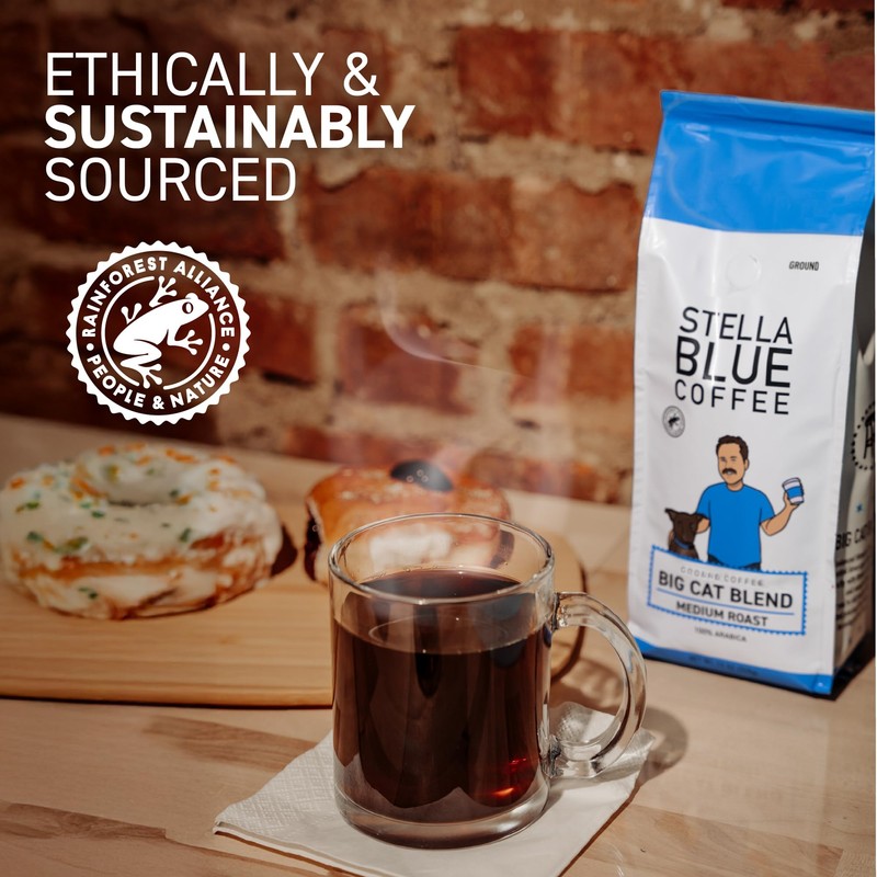 Stella Blue Ground Coffee, Big Cat Blend, Medium Roast, Fresh