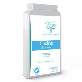 Choline Bitartrate 730mg Daily dose, 120 Choline Vegan Capsules