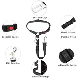 Senshuomy Dog Car Seat Belt Collars, Harnesses & Leads for Dogs Strong Durable Dog Car Harness Adjustable for Dogs Cats and Pets(2pack)