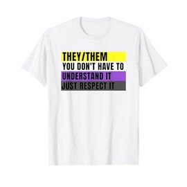 They Them Preferred Pronouns Gender Fluid Nonbinary Flag T-Shirt, White