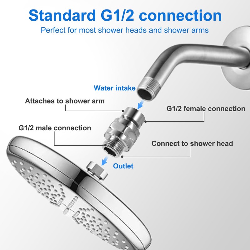 Swivel Shower Head Adapter, Sturdy Thicken Shower Connector Ball Joint