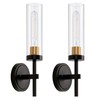 Black and Gold Hardwired Wall Sconces Set of 2, Modern