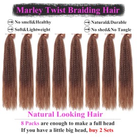 Marley Twist Braiding Hair 18 Inch 8 Packs – Long-Lasting Marley Hair, Fluffy&Tangle-Free Cuban Twist Hair for Braiding, Natural Look Synthetic Spring Afro Kinky Twist Hair Extensions (33/27)