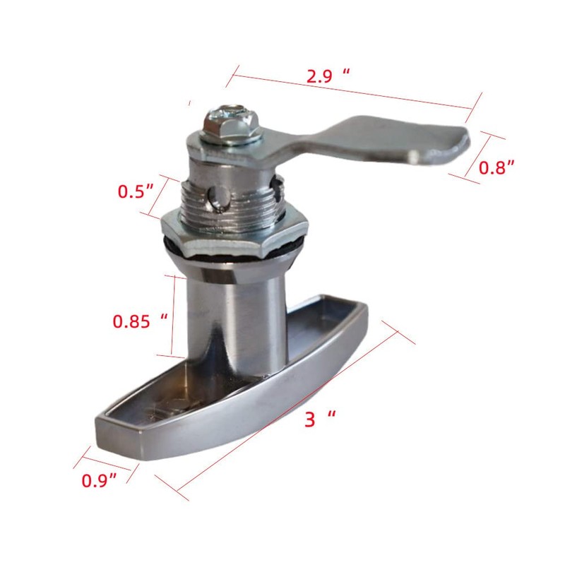 Thumb Operated Cam Lock Satin Twist Latch T-Handle Swing Knob