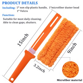 4 Pack 15 inch Reuseable Microfiber Feather Duster, Blind Duster, Gap Duster, Removable and Washable Duster Head, Cleaning Tool for Window, Blind, Car, Wall, Dead Corner Gap, Furniture, Sofa, Screen