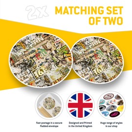 Vinyl Stickers (Set of 2) 10cm - Grunge Torn Art Posters 80's Urban Decals for Laptops,Tablets,Luggage,Scrap Booking,Fridges, 12188