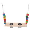 Bird Feeding Dish Cups with Parrot Perch Swing Natural Colorful