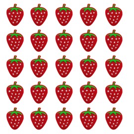 DANUDON 25PCS Strawberry Patches Iron on, Cute Red Strawberry Appliques Iron on Patch Fruits Embroidery Decorative Fabric Appliques Patches for Headbands Hats Jeans Backpacks Clothes