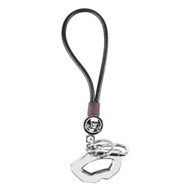 BAKAFOH Aluminum Key Cover Sporty Key Shell Ignition Key Fob Case with Dark Leather Lanyard Key Chains For Can-Am Spyder F3 RT RT-S ST RSi RT Limited Accessories (Chrome w/Skull Pattern)