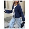 Milumia Women's Tie Front Bow Cardigan Contrast Binding V Neck