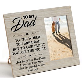 to the World You are a Dad to Our Family You are the World Wood Picture Frame Rustic Wooden Photo Frame for Tabletop or Wall Display (for 4x6 Photo), Father Gift