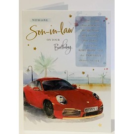 Words and Wishes Son-in-Law Birthday Card - Red Sports Car - 8.5 x 6 Inches