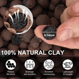 Doter Clay Pebbles Leca Balls for Plants 10qt，Clay Balls for Hydroponic, Terrarium, Potted Plants, Lightweight & Drainage