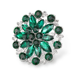 Ever Faith Sparkle Green Crystal Cluster Flower Statement Adjustable Ring, St. Patrick's Day Irish Lucky Jewelry for Woman Girl