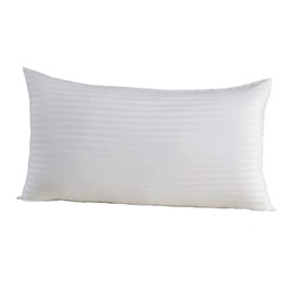 HOMESCAPES White Pure Egyptian Cotton King Size Pillowcase 330 TC 500 Thread Count Percale Equivalent Satin Stripe Housewife Pillow Case