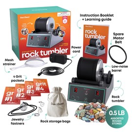 Dan&Darci Advanced Professional Rock Tumbler Kit - with Digital 9-Day Polishing Timer & 3 Speed Settings - Turn Rough Rocks into Beautiful Gems : Great Science & STEM Geology Toy for Kids All Ages