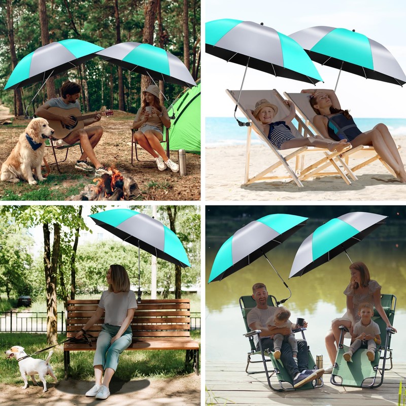 NBtoUS 2 Pack Chair Umbrella with 360°Universal Clamp, UPF50+ Umbrella