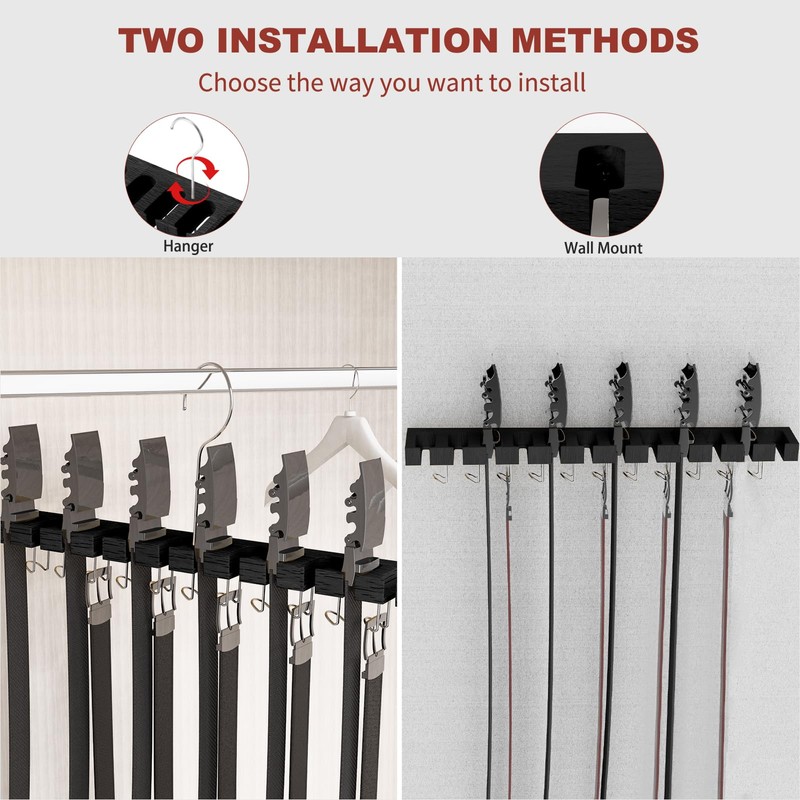 Cuipingoo Belt Hanger for Closet Max 42 Belts, 2-in-1 Wall