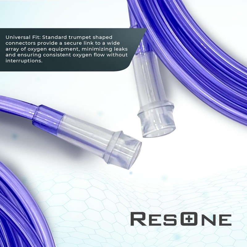 ResOne 7Ft Oxygen Supply Tubing, Crush Resistant, Standard Connectors for