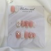 Pink winter snowman handmade nail tip⛄ - Long Square /