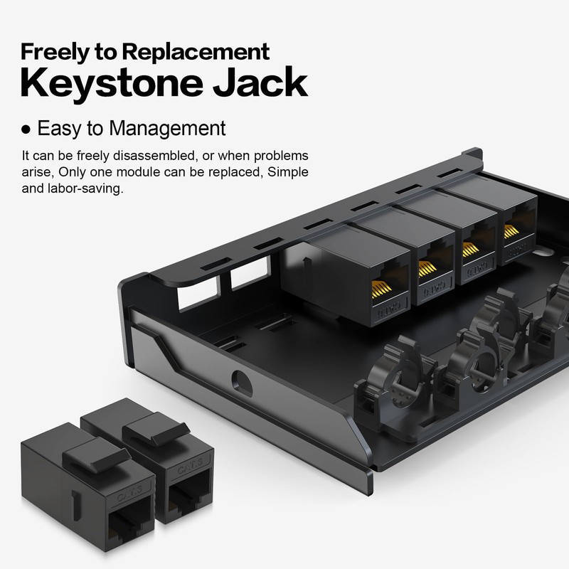 PBAEGAV Patch Panel 6 Port 0.5U with Inline Cat6 Keystone