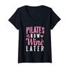 Donna Funny Pilates Now Wine Later Gym Beverage Maglietta con