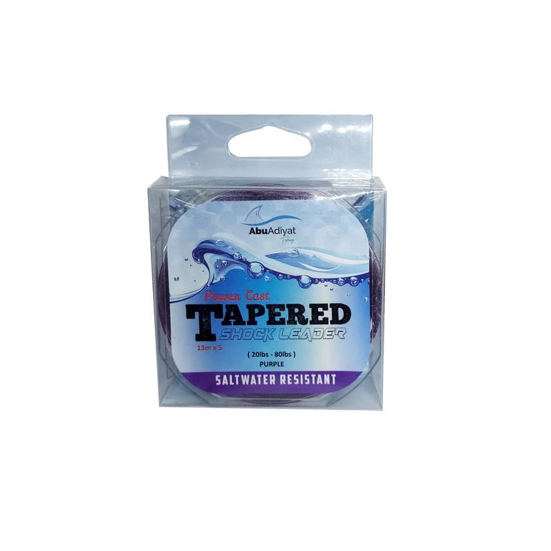 AbuAdiyat fishing Power CAST Tapered Shock Leader (13mX5) (Purple, 20-80lb)