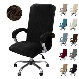 Alishomtll Velvet Office Chair Cover with Armrest, Stretch Chair Covers, Gaming Chair Cover, Removable Armchair Cover, Elastic Chair Covers for Office Chair, Computer Chair, Swivel Chair (Black,
