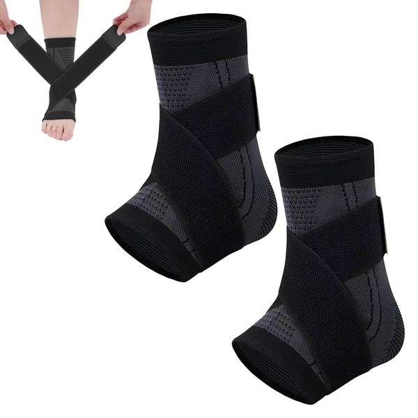 Miiqxx 2PCS Ankle Support Brace,Achilles Tendonitis Support,Stabilizing Strap,Ankle Brace for