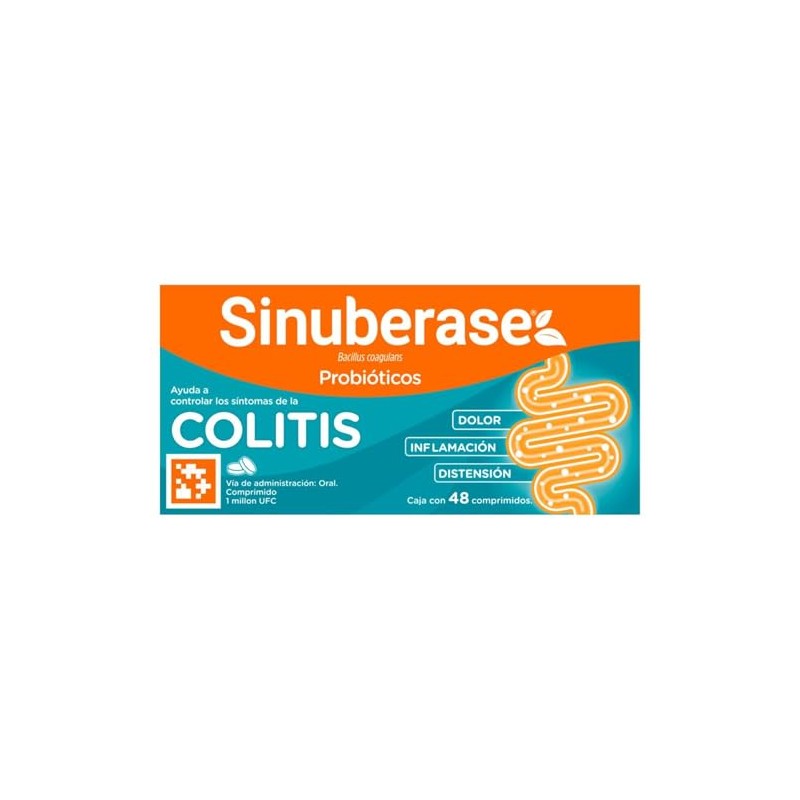 Sinuberase Probióticos Bacillus Coagulans 1 millón UFC 48 comprimidos. Alivia