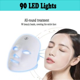 7 Farbe Led Maske, Led Gesichtsmaske, Lichttherapie Maske, Photon Therapie Maske, Beauty Photonentherapie Maske Für Gesicht (Weiß)