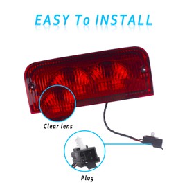 WZONEFEI 6C2Z13A613B Stop Light Center High Mount Brake Light Compatible with Ford 1992-2018 Ford E150 E250 E350 E450 E550 Replaces F2UZ13A613B XC2Z13A613BA (Brake Light Halogen+Indoor LED)