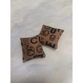 Handmade 1:12 Scale Dollhouse Miniature Pillows 1" X 1" Alphabet Brown / Black NWOT